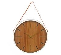 Urbn-Living Wall Clock 38Cm Leather Strap Silent Quartz Battery Powered Metal Frame
