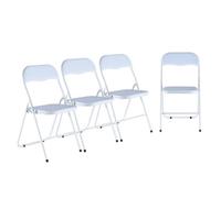 Urbn-Living White - 4-Pc Folding Chair Set With Cushioned Pvc Seat And Back