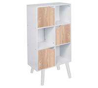 Urbn-Living White 6-Tier 3-Door Cube Shelving Unit With Scandinavian Legs