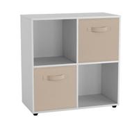 Urbn-Living White, Beige - 4-Cube Shelving Unit With Non Woven Inserts - Square