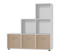 Urbn-Living White, Beige - 6-Cube Step Shelving Unit With Non Woven Inserts