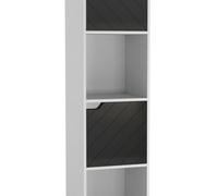Urbn-Living White, Black - 4 -Cube Tall Shelving Unit With Wooden Doors