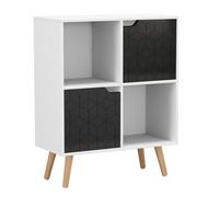 Urbn-Living White, Black, Beech - 4-Cube Storage Unit With 2 Geo Doors And Legs