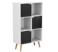 Urbn-Living White, Black, Beech - 6-Cube Shelving Unit With 2 Geo Doors And Legs
