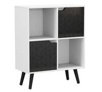 Urbn-Living White, Black, Black - 4-Cube Storage Unit With 2 Geo Doors And Legs