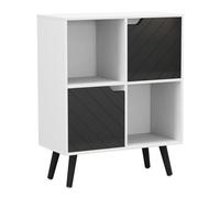 Urbn-Living White, Black, Black - 4-Cube Storage Unit With 2 Line Doors And Legs