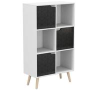 Urbn-Living White, Black, Pine - 6-Cube Shelving Unit With 2 Geo Doors And Legs
