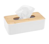 Urbn-Living White Desktop Tissue Napkin Box Storage Holder Dispenser W/ Bamboo Lid Bathroom