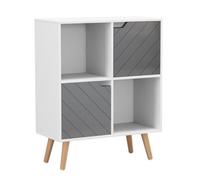 Urbn-Living White, Grey, Beech - 4-Cube Storage Unit With 2 Line Doors And Legs