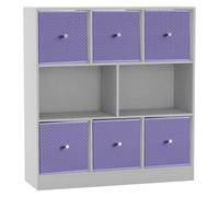 Urbn-Living White, Lilac - Asymmetrical 8 Cube Bookcase Unit W/ 6 Drawer Inserts