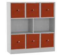 Urbn-Living White, Orange - Asymmetrical 8 Cube Bookcase Unit W/ 6 Drawer Inserts