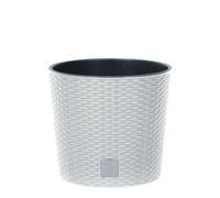 Urbn-Living White, Set Of 1 - 25Cm Rato Round Low Rattan Planters -1-2 Pack