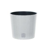 Urbn-Living White, Set Of 1 - 30Cm Rato Round Low Rattan Planters -1-2 Pack