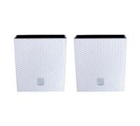 Urbn-Living White, Set Of 2 - 20Cm Rato Rattan Design Plant Pots Square -1-2 Pack