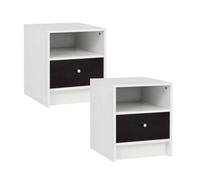 Urbn-Living White, Set Of 2 - Malibu Compact Bedside Cabinet With Side Table Storage