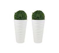 Urbn-Living White, Set Of 2 - Slim Plastic Round Flower Pot With Inserts - 52X29.6X29.6Cm