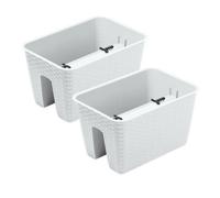 Urbn-Living White, Set Of 2 - Square Ratolla Railing Plant Pot - 22.5X27.2X27.2Cm
