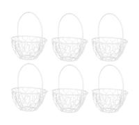 Urbn-Living White, Set Of 6 - Round Basket Small Wire Mesh - 10X8X8Cm