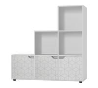 Urbn-Living White, White - 6-Cube Step Shelving Unit With Geo Doors