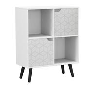 Urbn-Living White, White, Black - 4-Cube Storage Unit With 2 Geo Doors And Legs