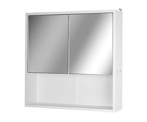 Urbn-Living White Wooden Wall Mounted Mirror Door Bathroom Cabinet (2 Half Doors)