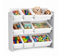 Urbn-Living Wide 3 Tier Grey Multi-Tier Kids Toy & Book Unit With Removable Plastic Bins & Carry Handles