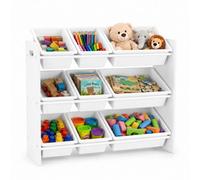 Urbn-Living Wide 3 Tier White Multi-Tier Kids Toy & Book Unit With Removable Plastic Bins & Carry Handles