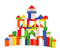 URBN-TOYS 80 Pcs Solid Wood Large & Colourful Building Construction Blocks