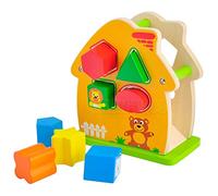 URBN-TOYS Wooden Animal & Block Shape Sorter House Educational Toy - Unique Slide Out Design For Continuous Play