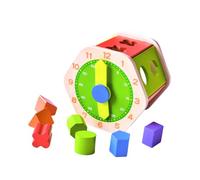 URBN-TOYS Wooden Hexagon Colourful Shape Sorter & Clock Early Learning Montessori Toy 18m+