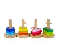 URBN-TOYS Wooden Twister Column Building Block Educational Geometry Shape Toy Set