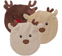 URBNLIVING 0.85L Hot Water Bottle with Fluffy Reindeer Christmas Cover - Pain & Stress Relief, Winter Warmer, Xmas Gift Idea, Soft Fleece, Easy Fill, Compact Heat Therapy