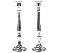 URBNLIVING 1 or 2 Polished Nickel Candlesticks - Traditional Pillar Candle Stick Holders - H 25 or 34 cm (1 x 34 cm Candlestick)