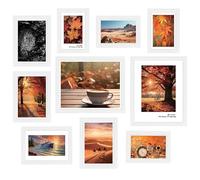 URBNLIVING 10 Piece Modern Photo Frame Set Wall Mountable and Freestanding for Gallery Wall Home Office and Living Room Decor (White)