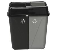 Urbnliving 100L Duo Kitchen Bin Waste Garbage Can 2 Compartments With Bas Connectors (Black/grey)