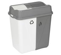 Urbnliving 100L Duo Kitchen Bin Waste Garbage Can 2 Compartments With Bas Connectors (White/grey)