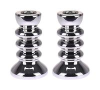 URBNLIVING 10cm 17cm Gold Silver Wedding Dinning Decorative Centerpiece Candle Sticks Holder (10cm Silver, 2)