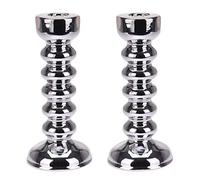 URBNLIVING 10cm 17cm Gold Silver Wedding Dinning Decorative Centerpiece Candle Sticks Holder (17cm Silver, 2)