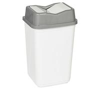 URBNLIVING 10L/20L/30L/50L Plastic Waste Management Recycling Bin Trash Can Dustbin with Butterfly Lid for Office, Kitchen and Bathroom (30L Grey/White)