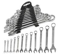 URBNLIVING 12 PCS Heat Treated Heavy Duty Spanner Set, Open Ring End Tool Kit, Comes with Plastic Rack for Storage