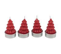 URBNLIVING 12 Pcs Red Christmas Tree Shaped Tea Light Candles for Festive Holiday Decor Xmas Tealight Gift Sets Table Centerpieces Home Decoration