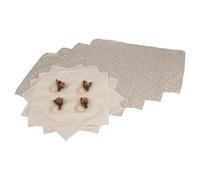 URBNLIVING 12 Pcs Washable Christmas Cream Gold Placemat & Napkin Ring Set Tree Placemats Xmas Printed Linen Heat Insulation Place Mats for Dining Kitchen Table Dinner Festive Décor