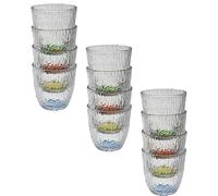 URBNLIVING 12 x Coloured Base Crystal Design Dishwasher Safe Drinking Glasses 300ml