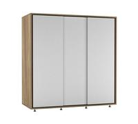 Urbnliving 120Cm Wide Oak Carcass With 3 Sliding White Doors Children Kids Wardrobe Bedroom Storage Closet Hanging Rail