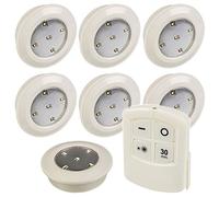URBNLIVING 12Pcs Multi-Function Wireless Remote Controlled LED Battery Operated Stick On Push Light For Under Cabinets, Counters, Cupboards & Ceilings (12 Piece)