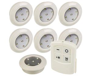 URBNLIVING 12Pcs Multi-Function Wireless Remote Controlled LED Battery Operated Stick On Push Light For Under Cabinets, Counters, Cupboards & Ceilings (12 Piece)