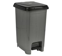 URBNLIVING 15L Slim Plastic Pedal Waste Refuse Rubbish Recycling Bin with Lid Heavy Duty Grey Dustbin for Kitchen Bathroom and Household Use Ideal for Storage of Animal Feed Trash Easy to Clean