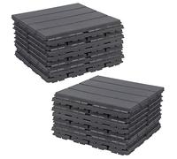 Urbn-Living Urbnliving 18Pc Anthracite Colour Interlocking Plastic Garden Path Floor Tiles Decking Patio Grid Lawn