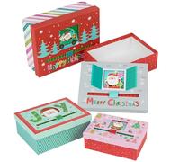 URBNLIVING 2-Pack Sliding Santa Window Boxes - Interactive Nesting Holiday Storage, Reusable Festive Xmas Eve Packaging