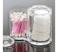 URBNLIVING 2 Section Makeup Storage Organiser Containers with Lids - Versatile Storage for Cotton Buds Qtips Pads or Bath Salts - Cosmetic Storage Solution for The Bath or Bedroom
